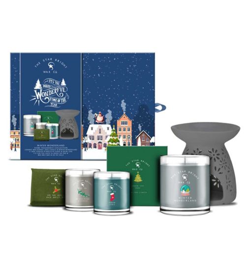 Star Bright Candle Set with Wax Melts, Tea Lights, 140g Candles, 200g Candle & Wax Burner