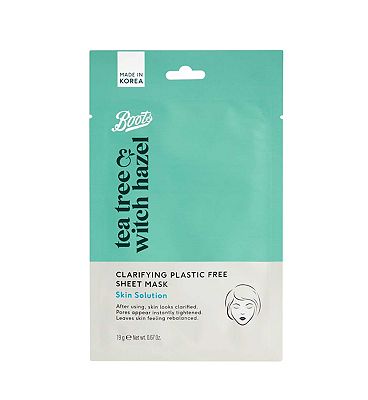 Boots Tea Tree & Witch Hazel Clarifying Plastic Free Sheet Mask 19g