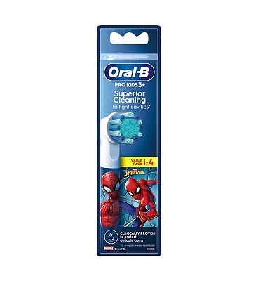 Oral-B Kids Spiderman Brush Heads for Electric Toothbrush, 4 Brush Heads