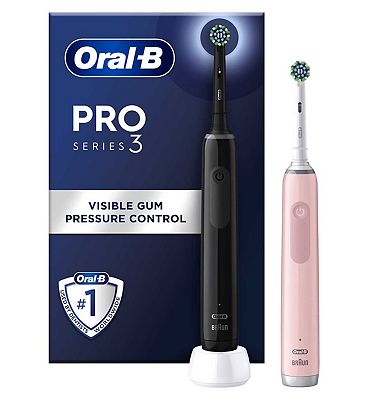 Oral-B Pro 3 - 3900 - Black & Pink Electric Toothbrush Duo Pack