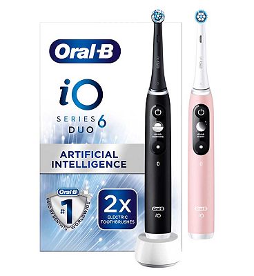 Oral-B iO6 Electric Toothbrush - Black Lava & Pink Sand Duo Pack