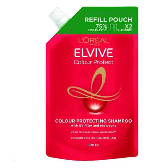 L'Oreal Paris Elvive Colour Protect Shampoo Refill Pouch for Coloured or Highlighted Hair 500ml