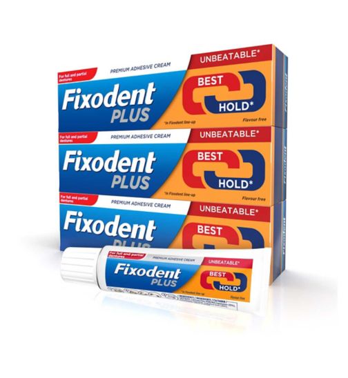 Fixodent Plus Best Hold denture adhesive x3