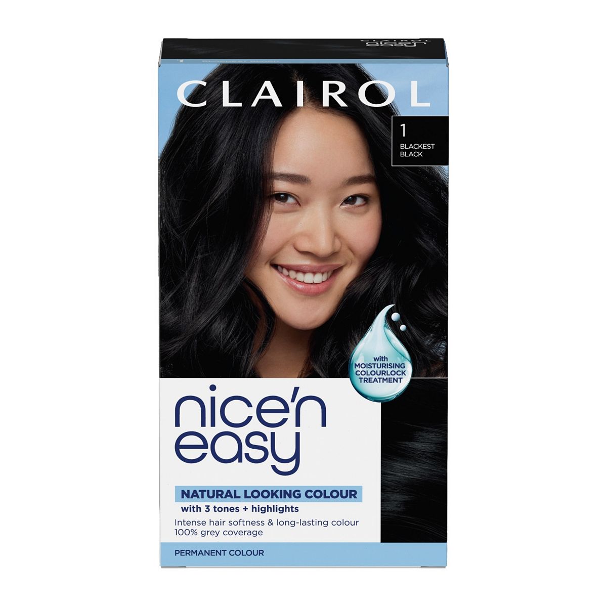 Clairol Nice'n Easy Creme Permanent Hair Dye 1 Blackest Black