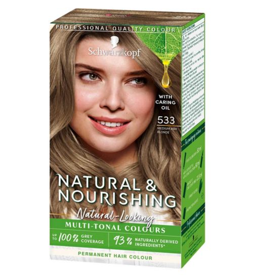 Schwarzkopf Natural & Nourishing Medium Ash Blonde Hair Dye 533 Permanent Vegan