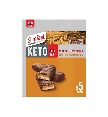 SlimFast Keto Fuel Bar  Nutty Caramel x 5 bars (5 x 46g)