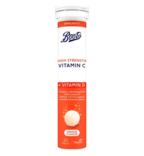 Boots High Strength Vitamin C + Vitamin D 20 Effervescent Tablets