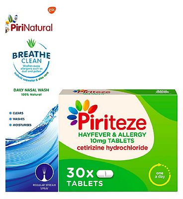 Piriteze Allergy Relief Tablet & Piri Natural Nasal Spray Bundle