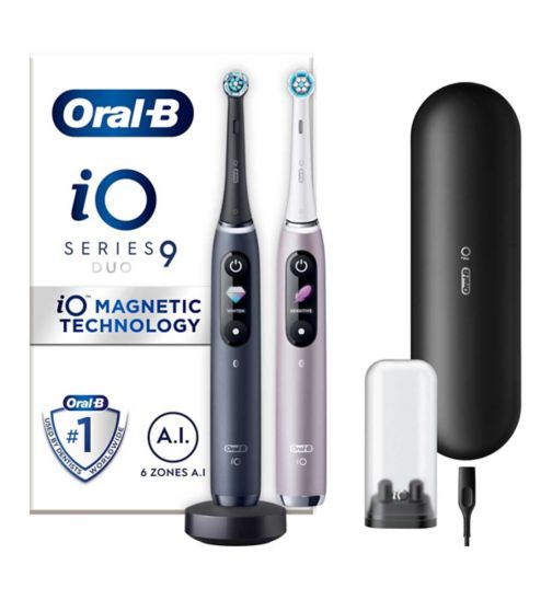 Oral-B iO9 Electric Toothbrush Black & Rose - Duo Pack