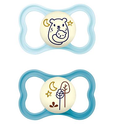 MAM Air Night Soother 16+M 2 Pack - Blue