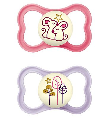 MAM Air Night Soother 16+M 2 Pack - Pink