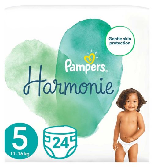 Pampers Harmonie Size 5, 24 Nappies, 11kg-16kg, Essential Pack