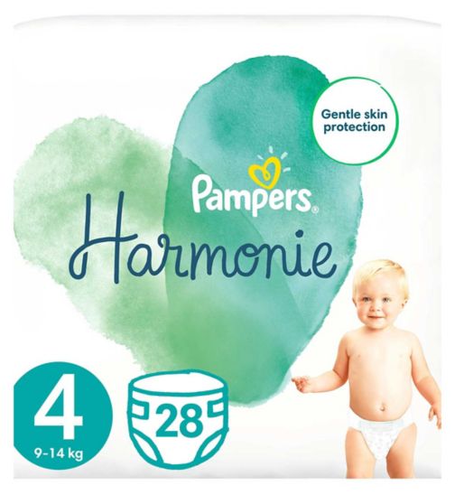 Pampers Harmonie Size 4, 28 Nappies, 9kg-14kg, Essential Pack