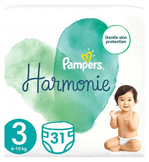 Pampers Harmonie Size 3, 31 Nappies, 6kg-10kg, Essential Pack