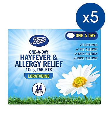 Boots One-a Day Hayfever & Allergy Relief Loratadine - 5 x 14 Tablets Bundle