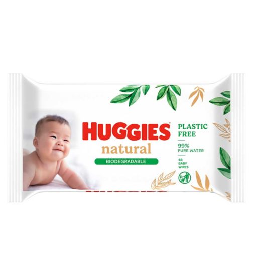 Huggies® Natural Biodegradable Baby Wipes 48 sheets singles