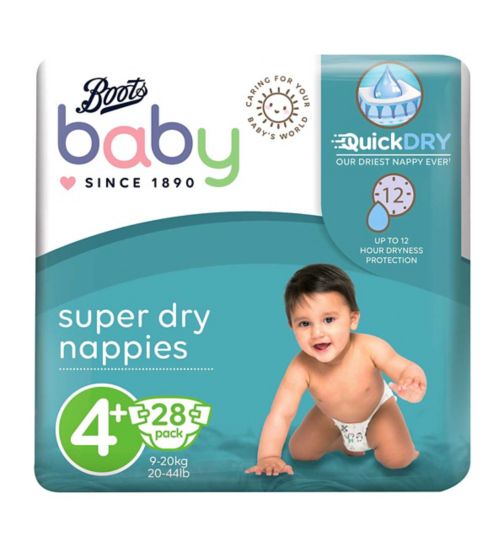 Boots Baby Super Dry Maxi Plus Nappies Size 4+ 28s
