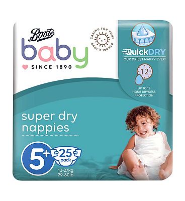 Boots Baby Super Dry Junior Plus Nappies Size 5+ 25s