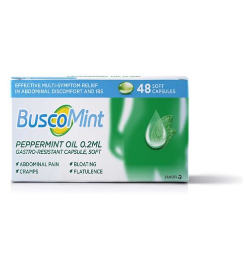 Buscomint Peppermint Oil 0.2ml Gastro-Resistant Capsule Soft - 48 Capsules