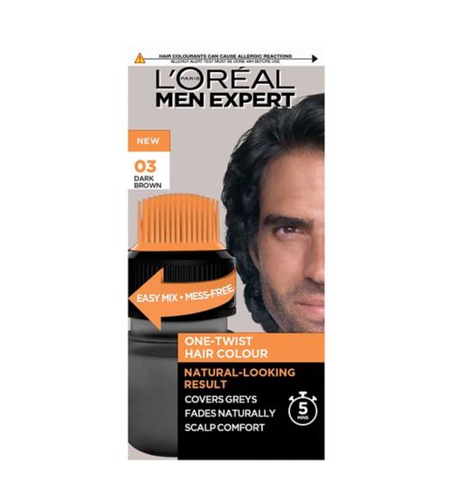 L'Oreal Paris Men Expert One Twist Hair Colour, Mens Hair Dye, Shade 3 Dark Brown