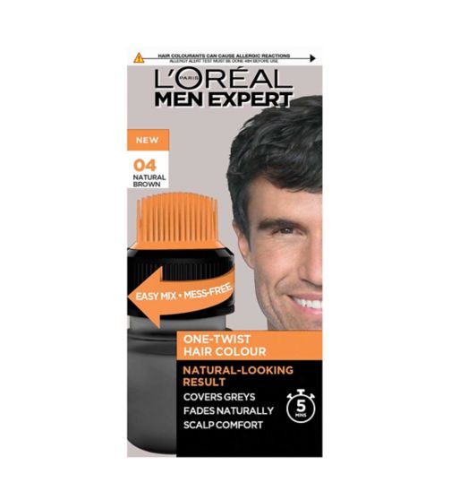 L'Oreal Paris Men Expert One Twist Hair Colour, Mens Hair Dye, Shade 4 Natural Brown
