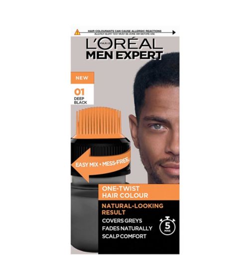 L'Oreal Paris Men Expert One Twist Hair Colour, Mens Hair Dye, Shade 1 Deep Black