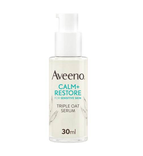 Aveeno Face CALM+RESTORE® Triple Oat Serum, 24-Hour Moisturisation With Triple Oat Complex and Calming Feverfew 30ml