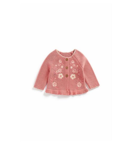 Pink Flower Knitted Cardigan