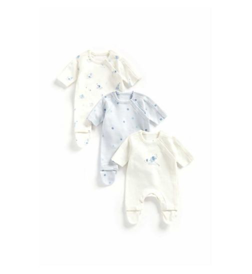 Blue Premature Baby Sleepsuits - 3 Pack