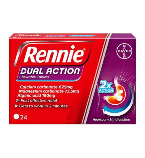 Rennie Mint Flavour Dual Action 24 Chewable Tablets