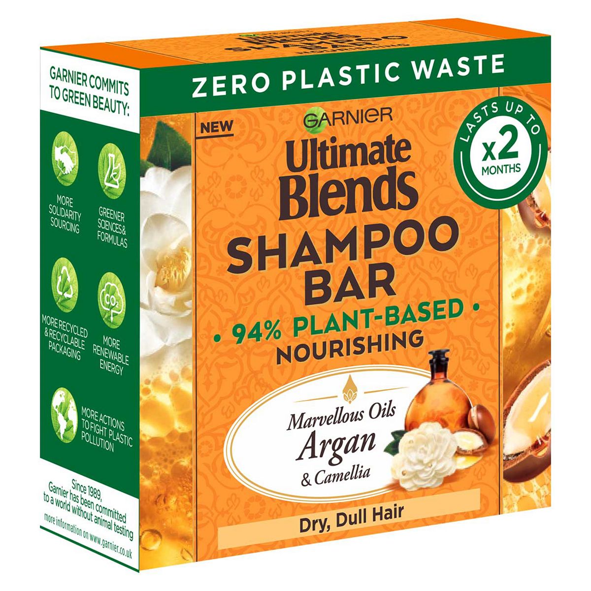 Garnier Ultimate Blends Marvellous Oils Nourishing Shampoo Bar For Dry, Dull Hair 60g