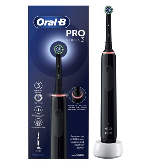 waterstof Pygmalion Humanistisch Oral-B Pro 3 - 3000 - Black Electric CrossAction Ultrathin Toothbrush  Designed By Braun - Boots
