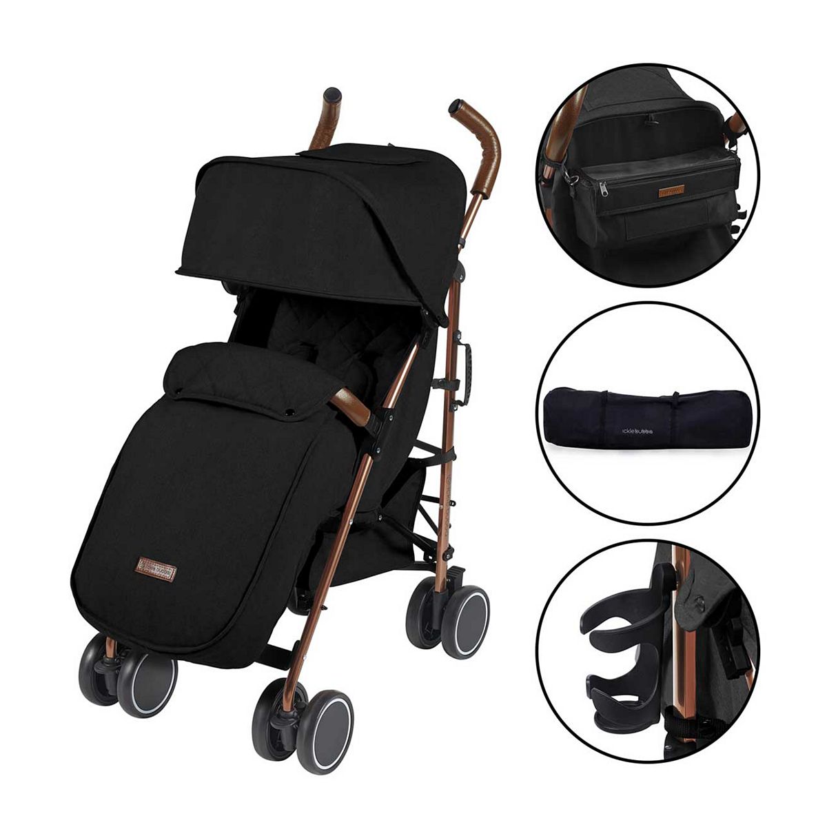 Ickle Bubba Discovery Prime Pushchair - Rose Gold/Black