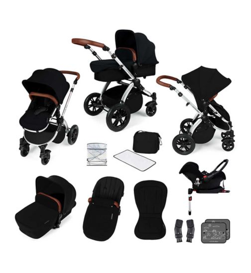 Ickle Bubba Stomp V3 travel system with galaxy car seat & isofix base silver colour/black