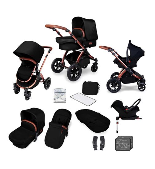 Ickle Bubba Stomp V4 travel system with galaxy car seat & isofix base bronze colour/midnight