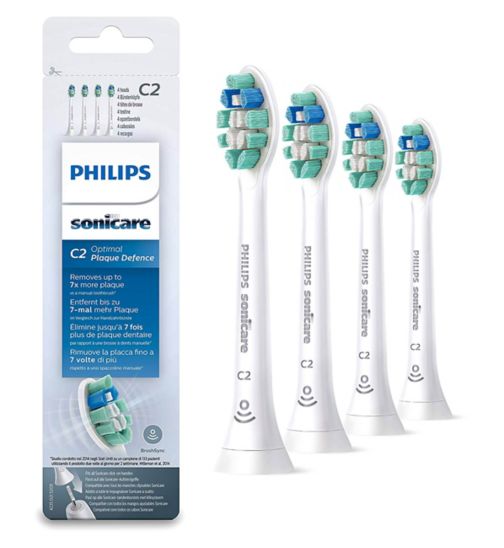 Philips Sonicare C2 Optimal Plaque Defence White Replacement Brushheads - 4pk  HX9024/10