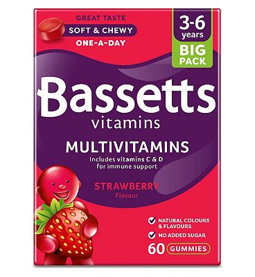Bassetts Multivitamins Strawberry Flavour Soft and Chewies 3-6 Years - 60 Pack