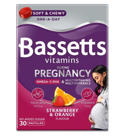 Bassetts Vitamins During Pregnancy Strawberry & Orange Flavour – 30 Pastilles