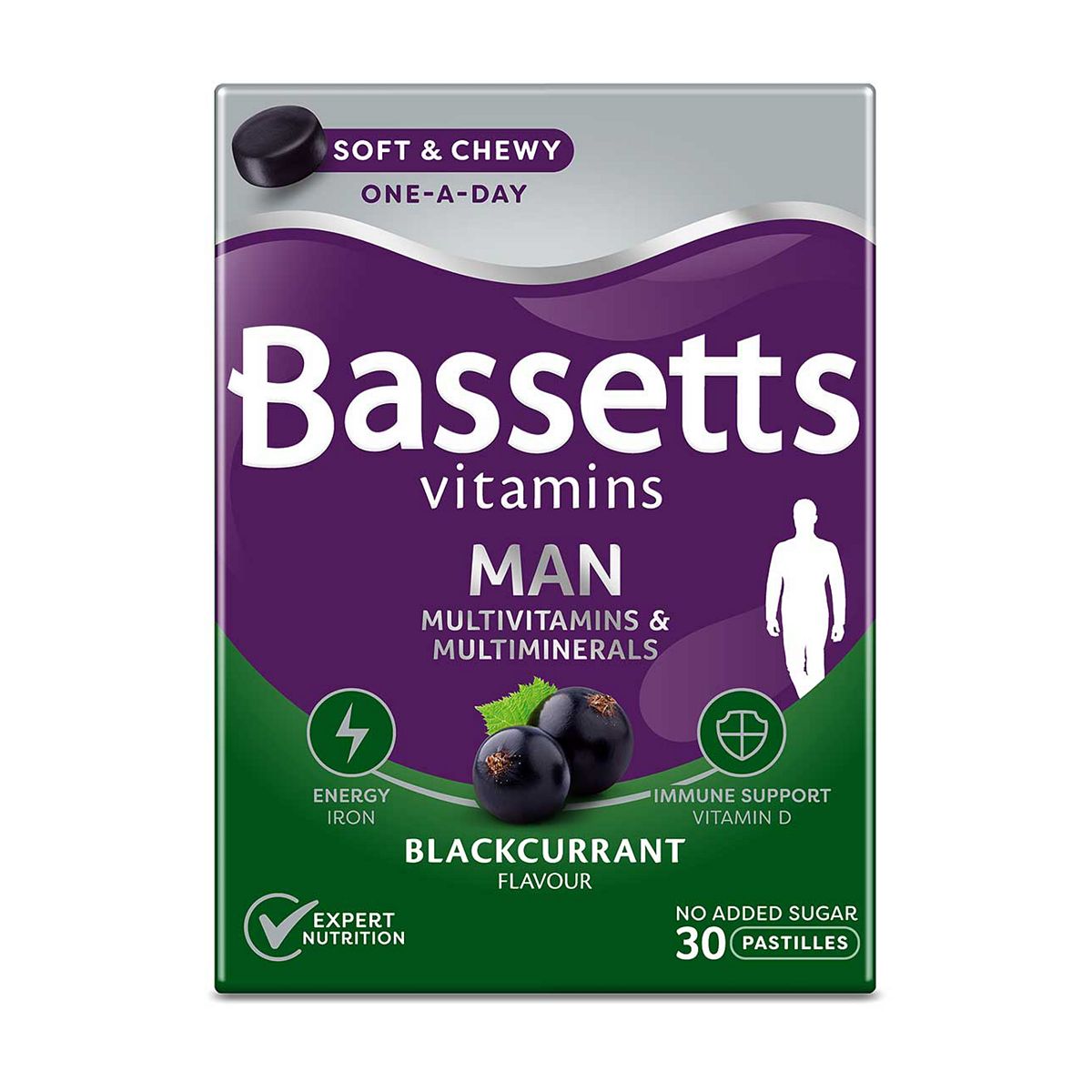 Bassett's Man Multivitamins & Multiminerals Blackcurrant Flavour 30 Gummy Pastilles