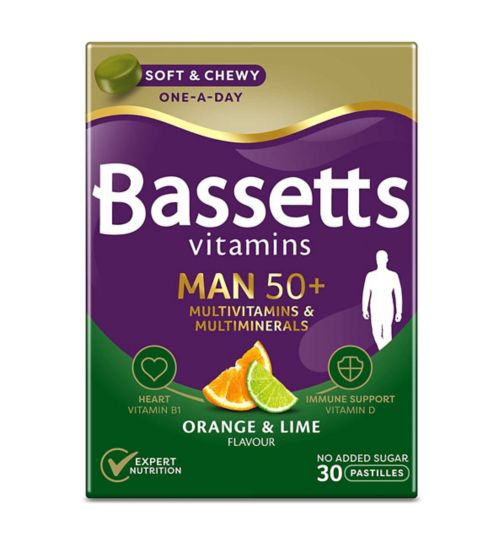 Bassetts Vitamins Man 50+ Orange & Lime Flavour – 30 Pastilles