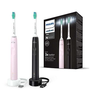 Philips Sonicare Electric Toothbrush Dual Pack 3100 Sugar Rose and Black HX3675/15