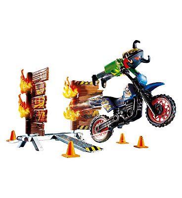 Playmobil 70553 Stunt Show Motocross With Fiery Wall