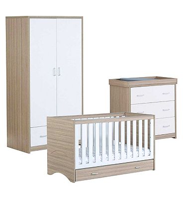Babymore Veni 3 Pieces Room Set - Oak White