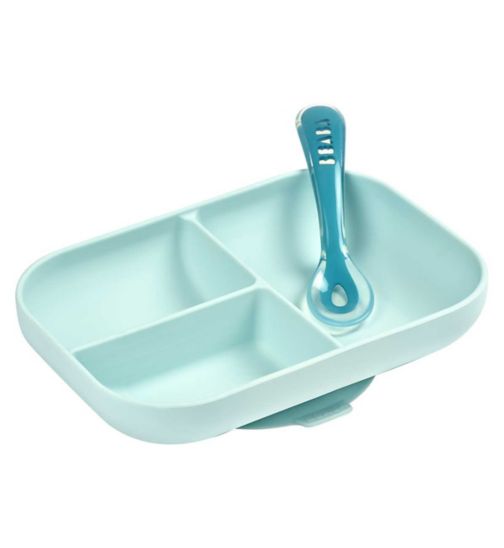 Beaba Silicone Suction Compartment Plate - Blue