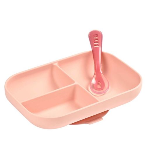 Beaba Silicone Suction Compartment Plate - Pink