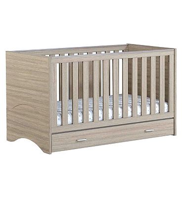 Babymore Veni Cot Bed with Drawer - Oak