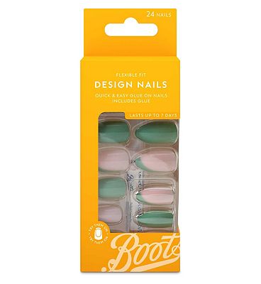 Boots design nails ombre olive branch 24s