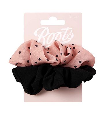 Boots Black and Print Scrunchie 2 pk