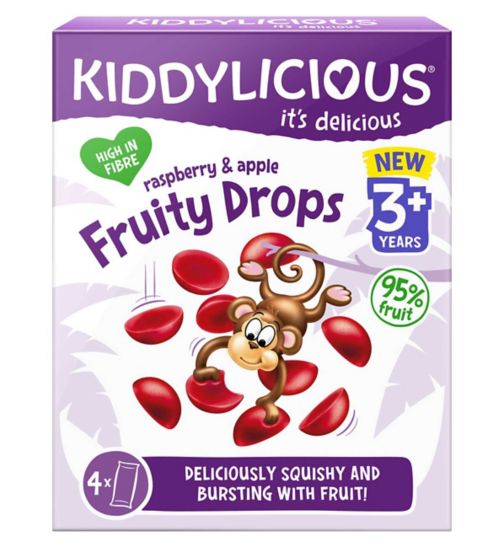 Kiddylicious Raspberry and Apple Fruity Drops 4x16g