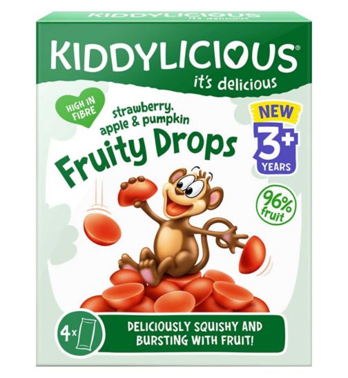 Kiddylicious Strawberry, Apple and Pumpkin Fruity Drops 4x16g